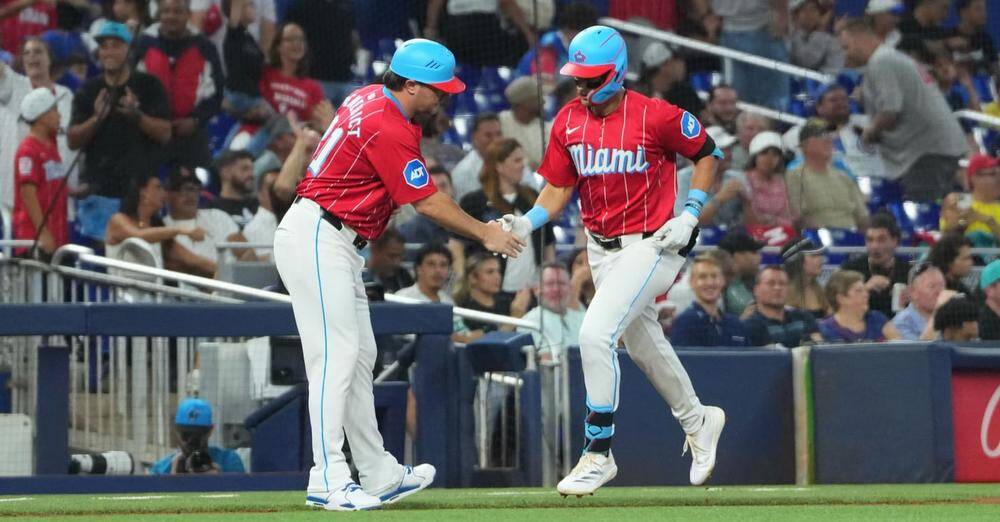 Connor Norby scores in Marlins’ big first inning against Twins