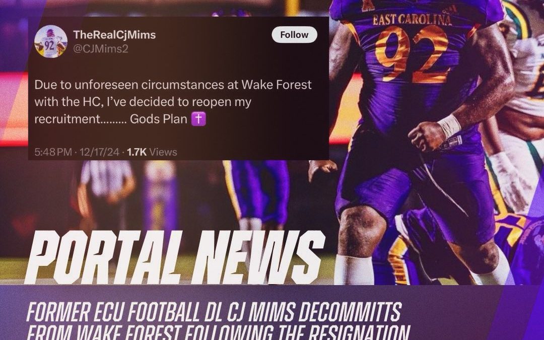 Former ECU football player who committed to Wake now backing out