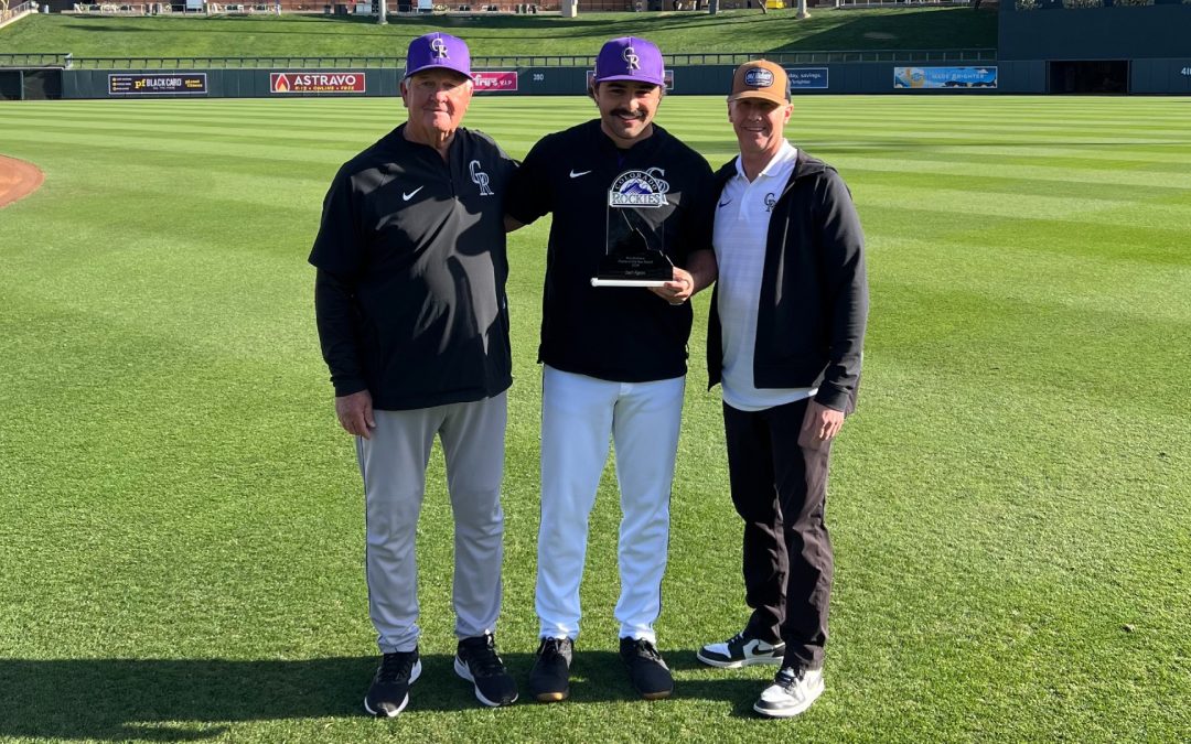 Zach Agnos gets minor league award from Colorado Rockies