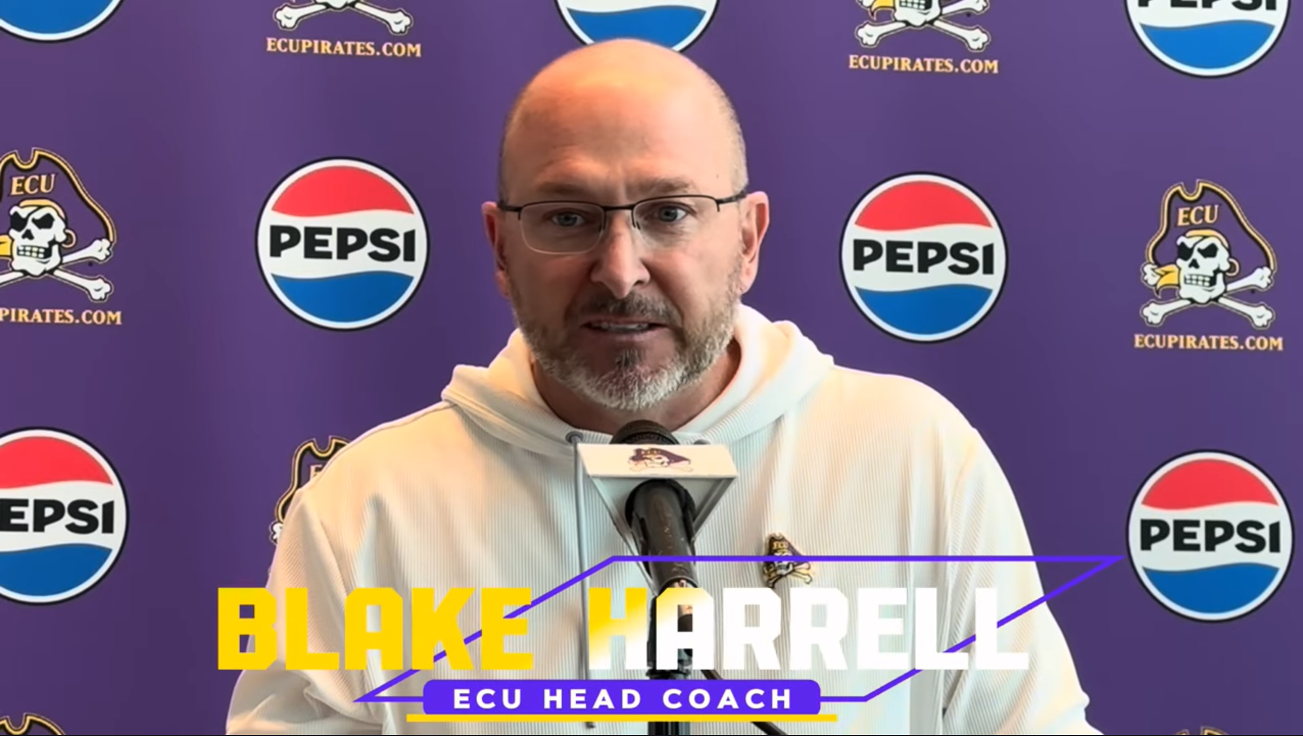 ECU football coach Blake Harrell